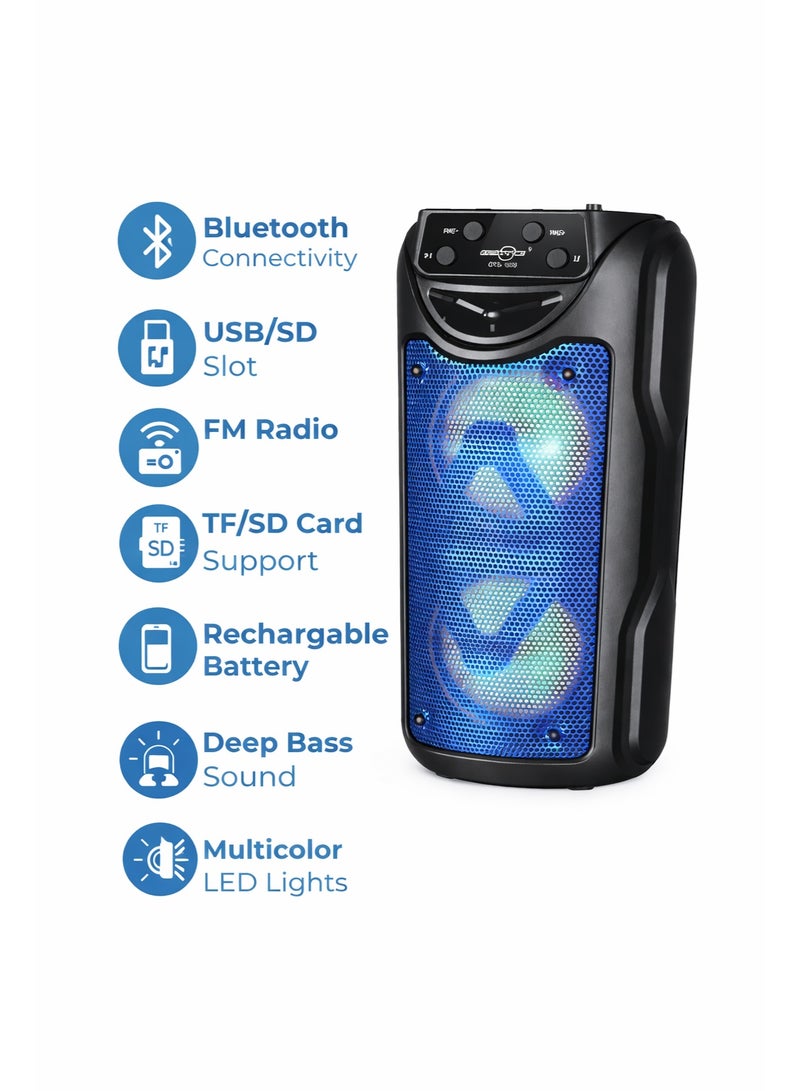 قريت نايس مكبر صوت لاسلكي محمول 3 بوصة - أضواء LED، راديو FM، دعم USB/SD، صوت جهير عميق (GTS-1558) - Image 3