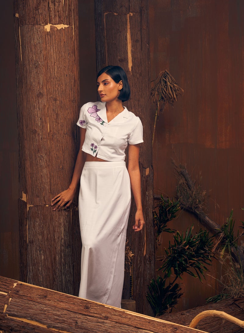 أشيتا فرنانديز Ashita Fernandes Nora Skirt for women – White Linen Blend Ankle-Length Skirt for Women | Flattering Fit with Waist Darts | Wrinkle-Resistant | Ideal for Resort, Summer & Casual Wear  - Image 5