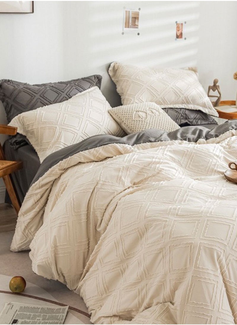Noire Edit - Cream Patterned King Bedding Set - Image 1