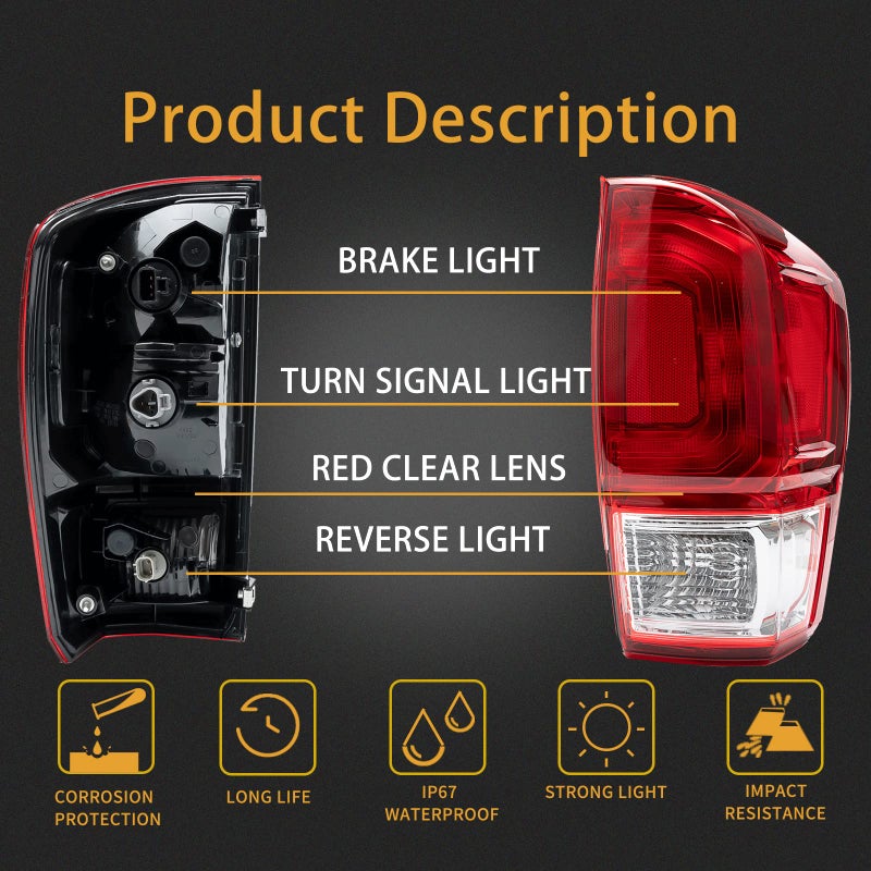 MiKaFex Right Side Rear Tail Light Housing Compatible With 2016-2022 Toyota Tacoma with Brake Lamp With Bulb Replace 81550-04170 - Image 2