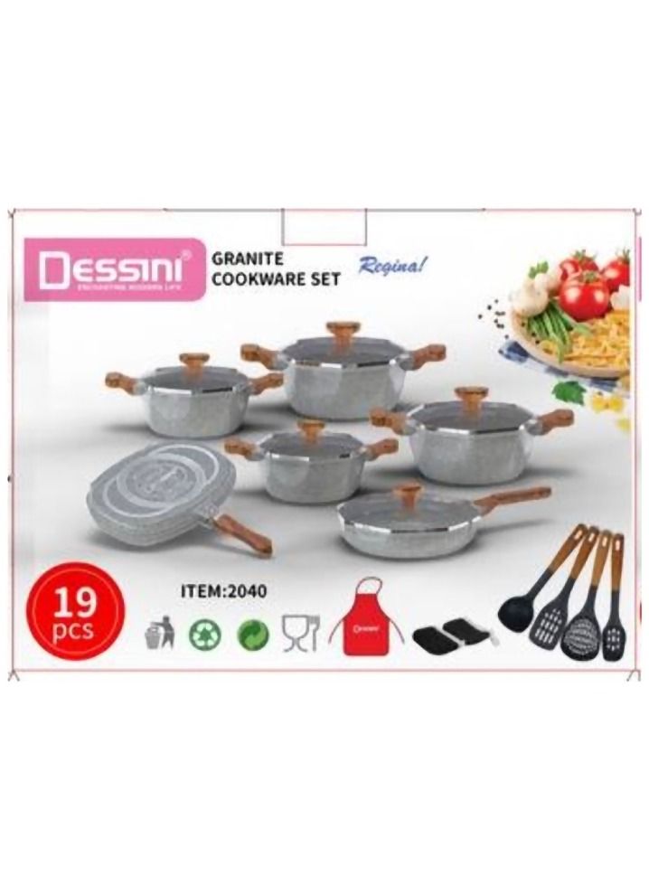 ديسيني 19 قطعة مجموعة تجهيزات المطابخ المطابخ المطلية بالجرانيت - Image 2
