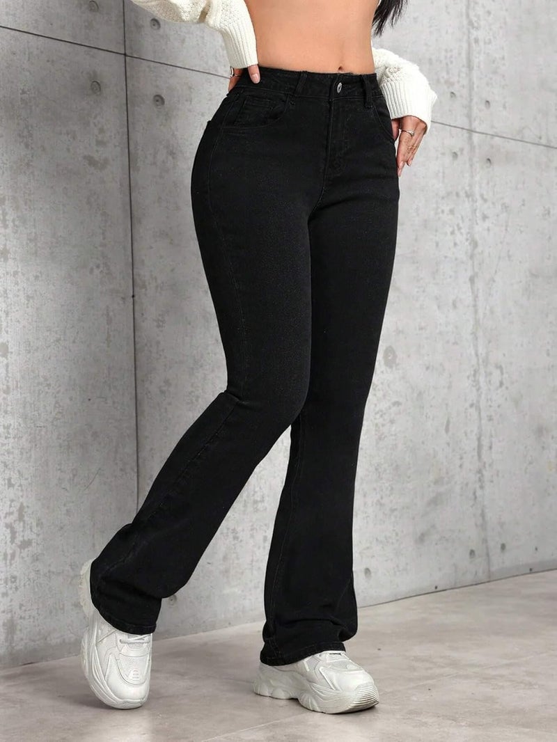KOTTY Womens Solid Cynical Black Fit & Flared Fit Jeans (Black,30)-KTTLADIESJEANS3045L - Image 2