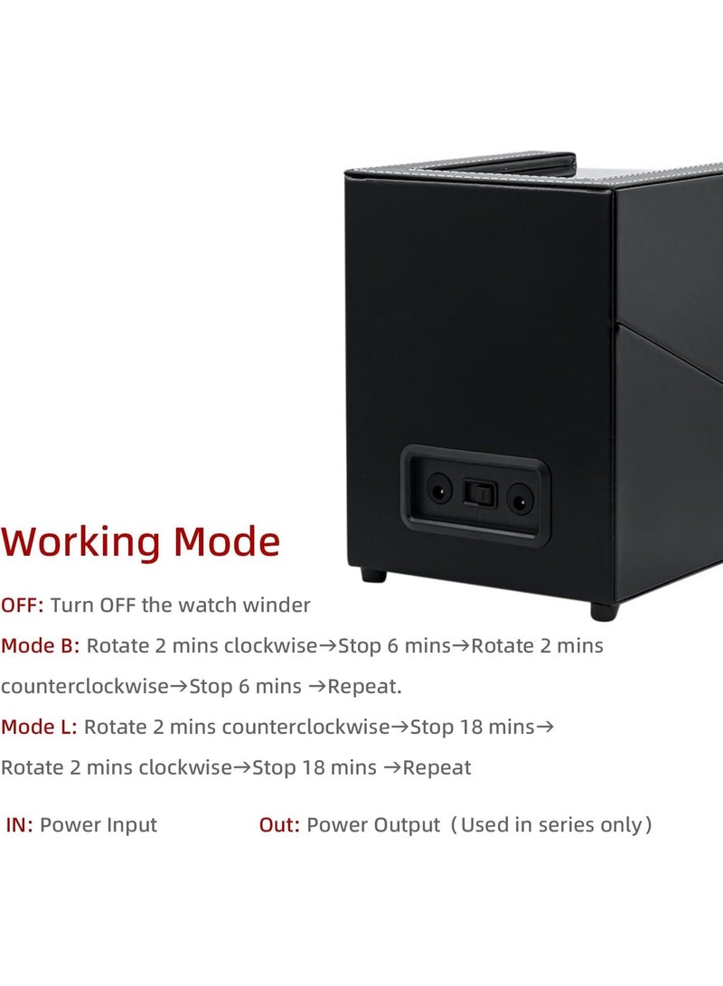 كيل › 2 فتحات لملف الساعات الأوتوماتيكية، صندوق مزدوج لملف الساعات الأوتوماتيكية بمحرك هادئ، صندوق عرض وتخزين وتدوير الساعات الأوتوماتيكية (جلد PU أسود) - Image 5
