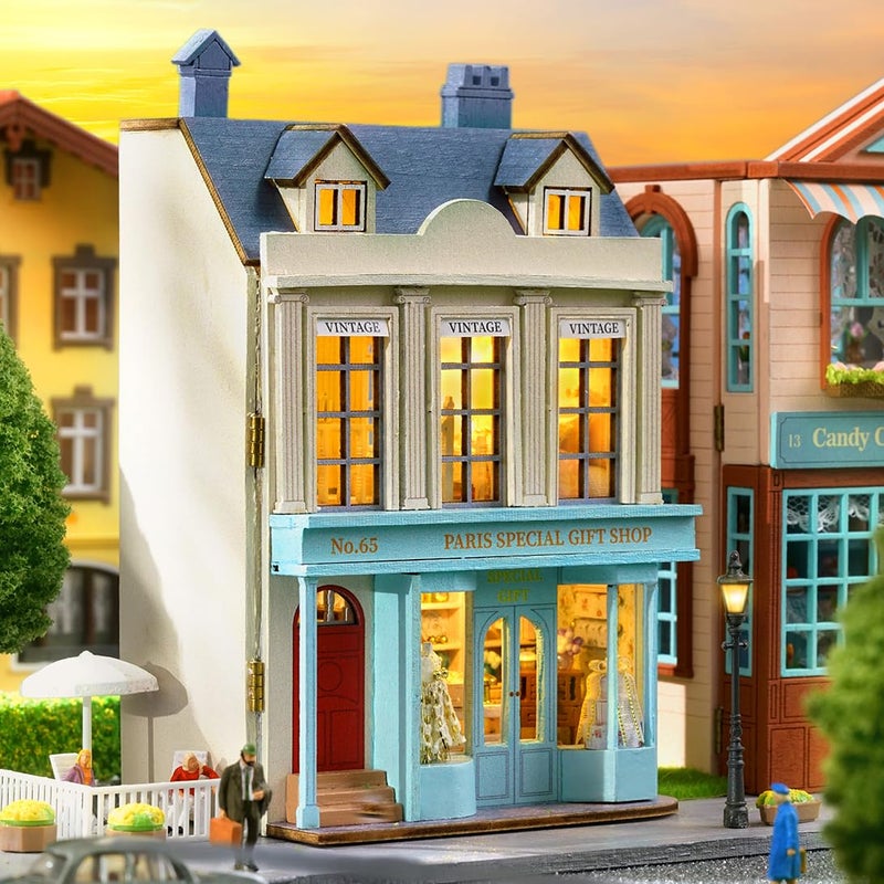 CUTEROOM Diy Miniature House Kit  Cuteroom Wooden Dollhouse Kit Mini House Making Kit With Furnitures  Diy Dollhouse Kit Birthday Gift For Women And Girls (Gift Shop) - Image 1