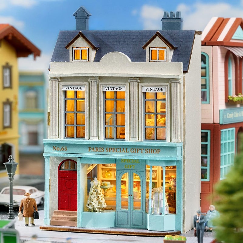 CUTEROOM Diy Miniature House Kit  Cuteroom Wooden Dollhouse Kit Mini House Making Kit With Furnitures  Diy Dollhouse Kit Birthday Gift For Women And Girls (Gift Shop) - Image 3