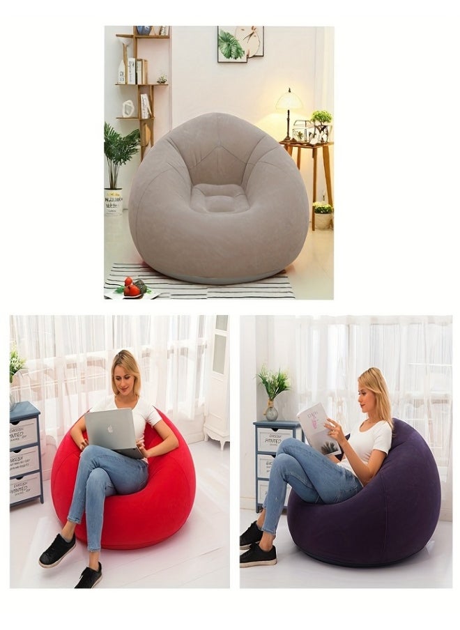 Inflatable sofa, lazy sofa chair, leisure flocked sofa, bean bag bag, outdoor inflatable furniture, foldable and easy to carry, suitable for camping, traveling, beach and family and backyard relaxation
