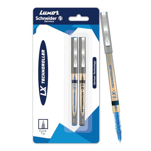 Luxor Schneider LX 815 Technoroller|Roller Ball Pen|Pack of 2-(1Blue+1Black)|Cone Tip|0.7mm|100% German Technology|Consistent Ink Flow|Smooth Writing Experience| Ideal for Students & Professionals - Image 1