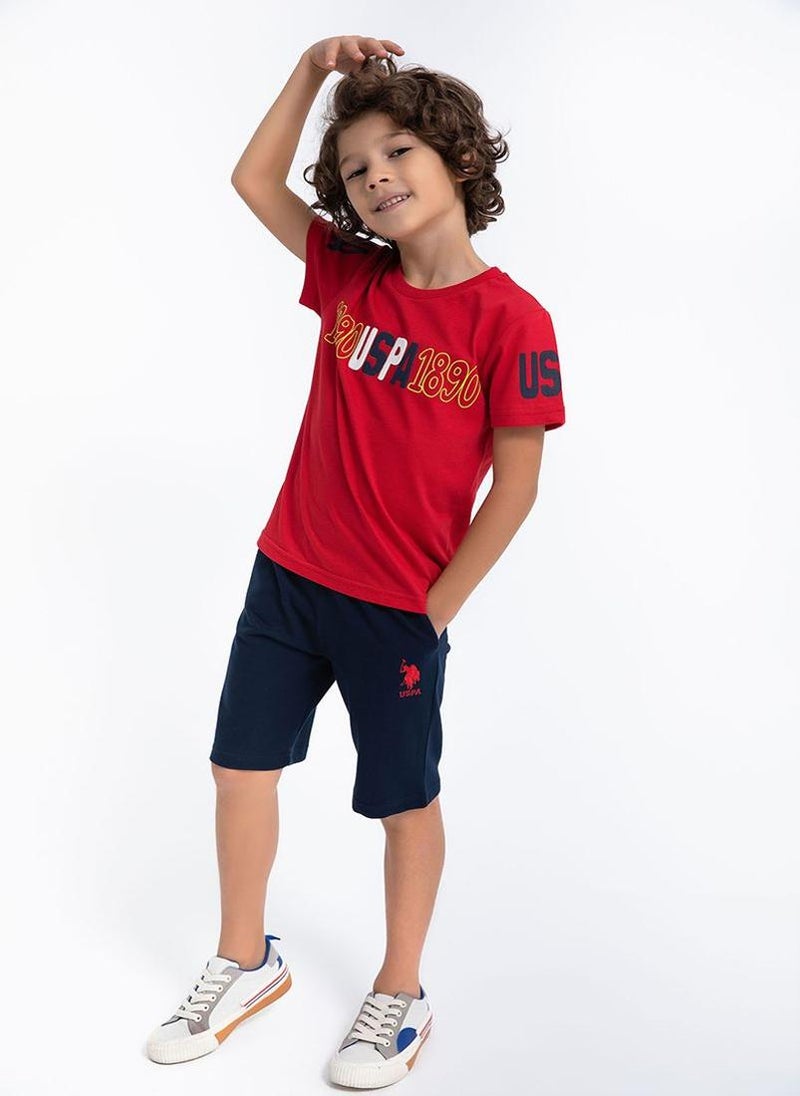 U.S. Polo Assn. - U.S. Polo Assn. Boys Red Bermuda Set - Image 1