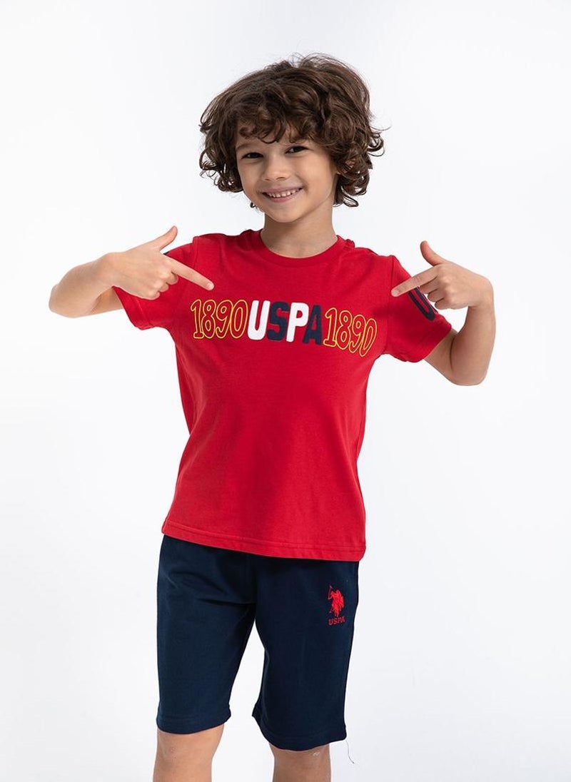 U.S. Polo Assn. - U.S. Polo Assn. Boys Red Bermuda Set - Image 1