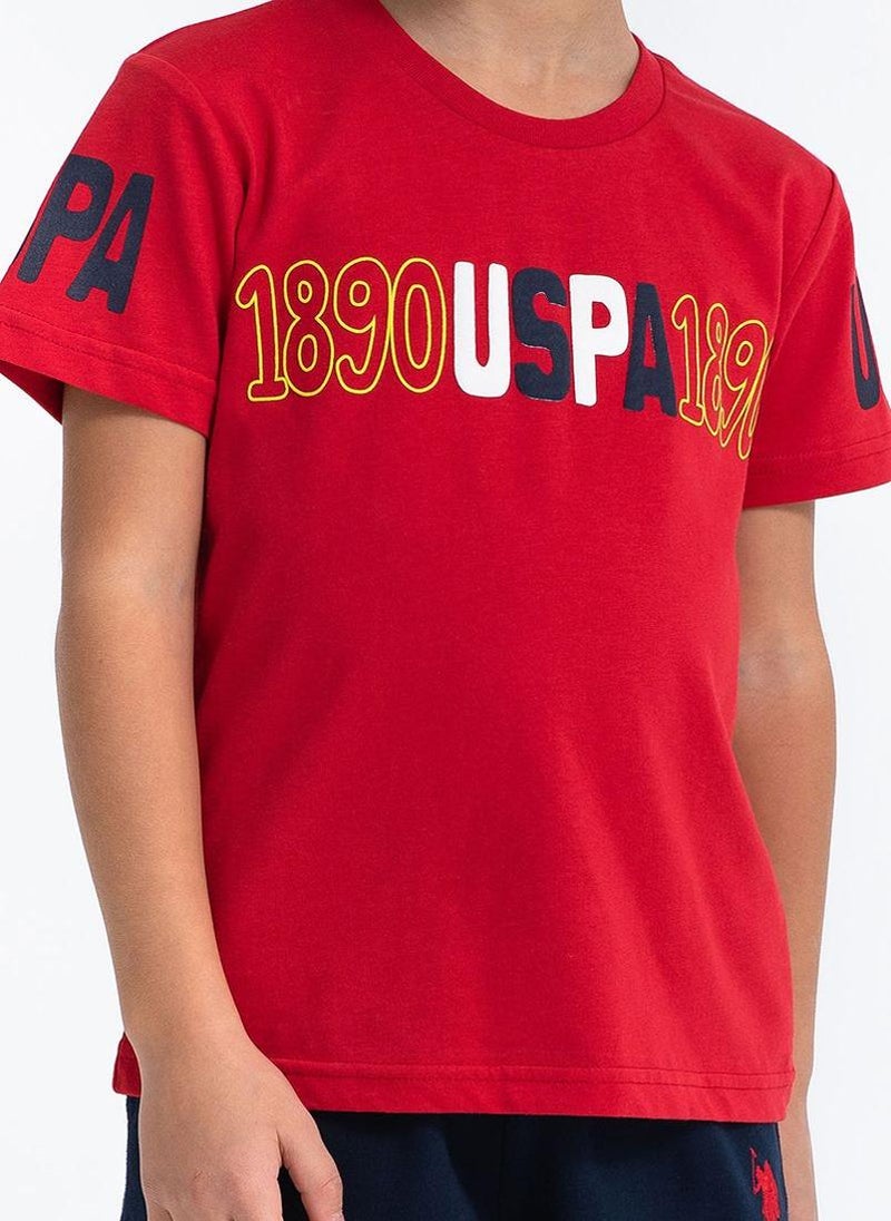 U.S. Polo Assn. - U.S. Polo Assn. Boys Red Bermuda Set - Image 1