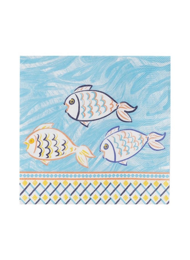 Talking Tables 20 x Fish Paper Napkins -|Souk Mediterranean-Inspired Party Serviettes, Summer Picnic, Garden Party Supplies, Disposable - Image 1