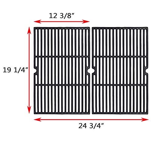 GGC 19 1/4 Inch Grill Grate Replacement for Charmglow BBQ Grillware Nexgrill Weber Jenn-Air Others, 2 PCS Porcelain Coated Cast Iron Cooking Grid (12 3/8" x 19 1/4" for Each) - Image 2