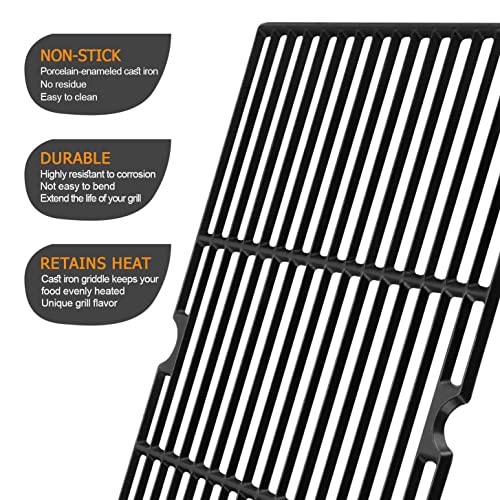 GGC 19 1/4 Inch Grill Grate Replacement for Charmglow BBQ Grillware Nexgrill Weber Jenn-Air Others, 2 PCS Porcelain Coated Cast Iron Cooking Grid (12 3/8" x 19 1/4" for Each) - Image 5