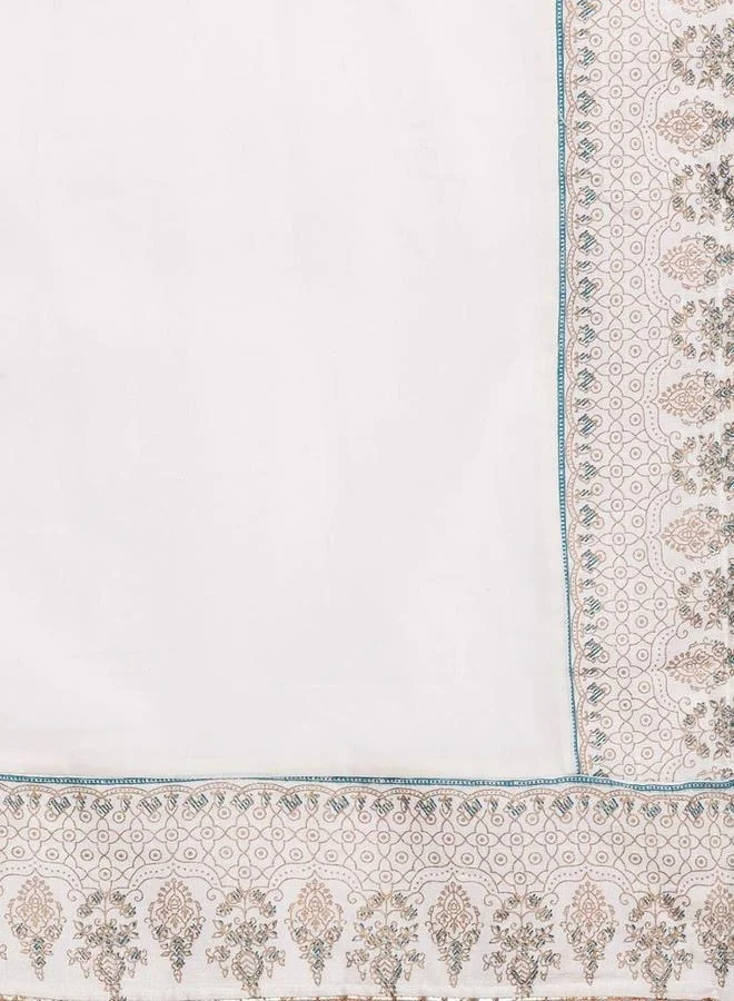 Ishin  Ishin Off White Rayon Kurta with Pants and Dupatta Set for Women | Best Price UAE