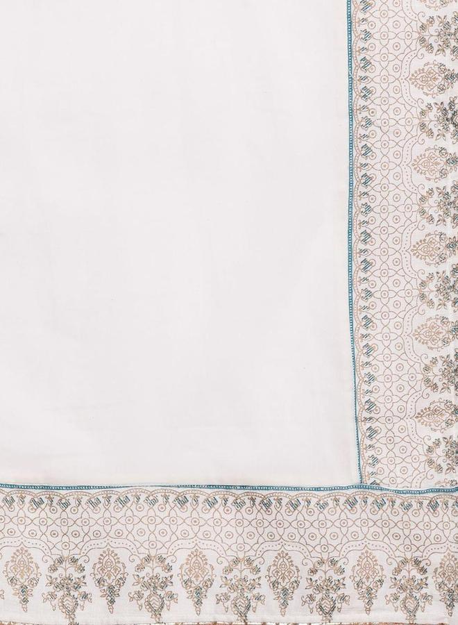 آي شين طقم كورتا وبنطال مع شال بلون أوف وايت بخامة رايون - Image 4