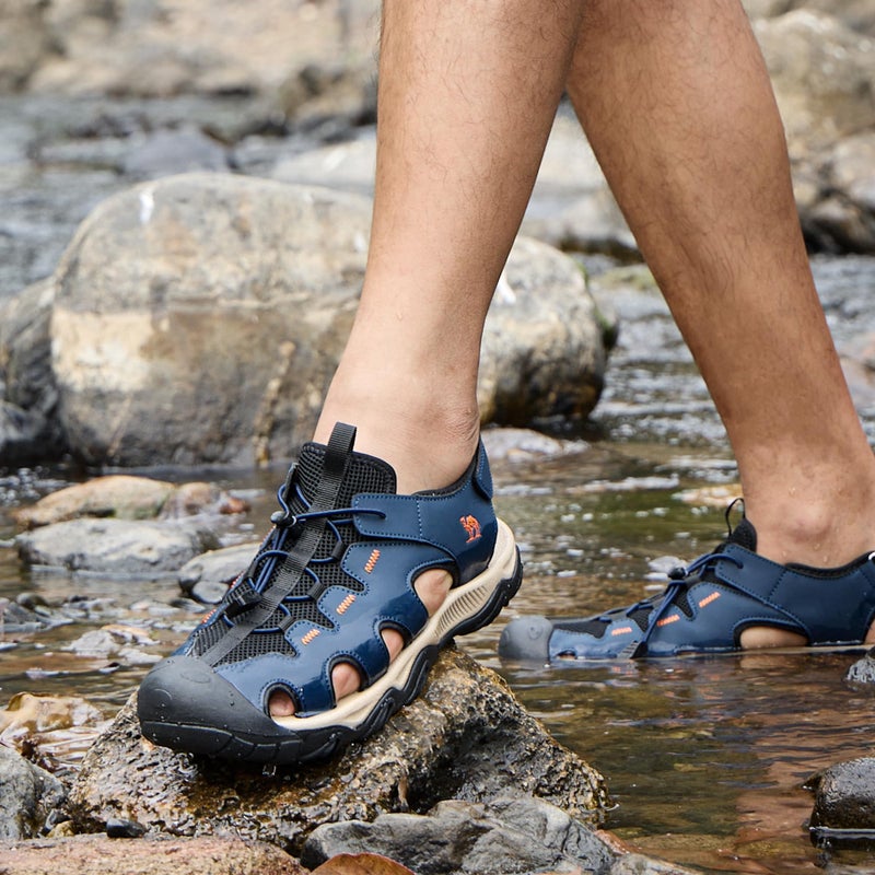CAMEL CROWN Men's Hiking Sandals Anti-Slipping Athletic Water Shoes with Arch Support Closed Toe Outdoor Summer Camping Sport Sandal for Beach Blue 8 - Image 2