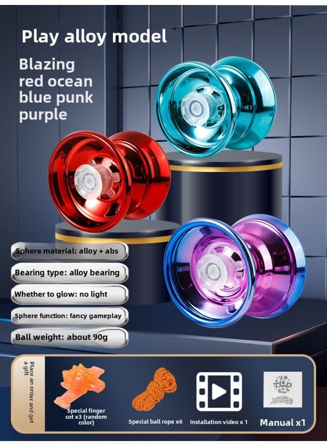 GIOIO Luminous Kids Walking Swing Automatic Sleep Yo-Yo Primary School Play Version Alloy Yo-Yo Ball Gradient Colors Dazzling Purple Ocean Blue Hot Red Outdoor Gift Everyday Wear - Image 1
