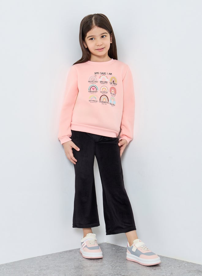 ستايلي ليقنز سادة من كوردروي بقصة واسعة - Image 1