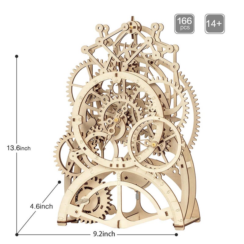 ROKR 3D Wooden Mechanical Pendulum Clock Puzzle,Mechanical Gears Toy Building Set,Family Wooden Craft KIT Supplies-Best Birthday Gifts for Kids Adults to Build - Image 4