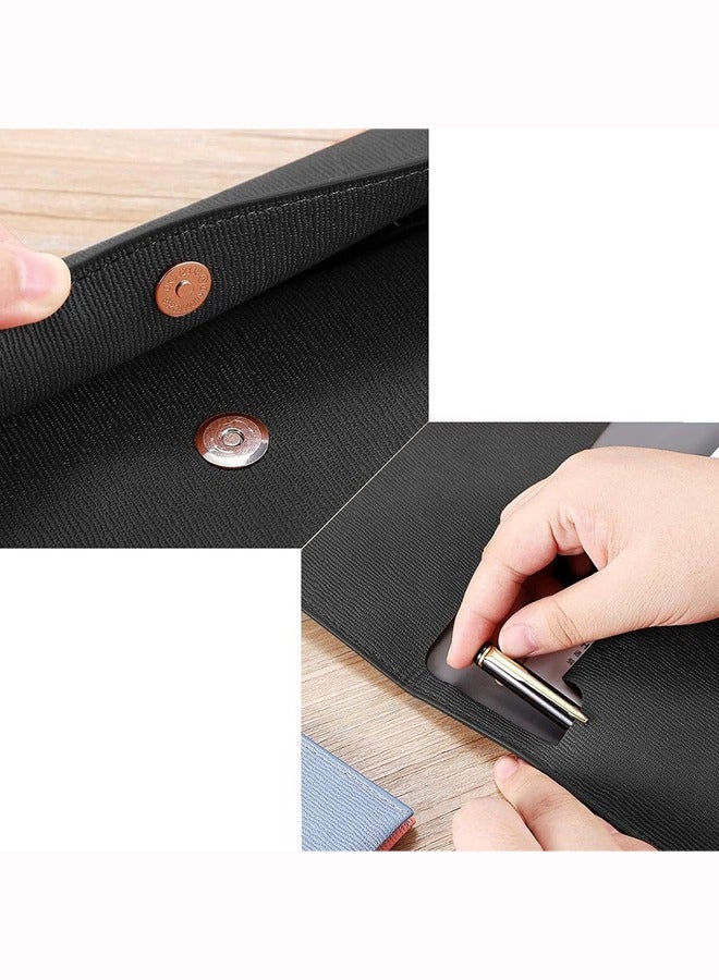 Hihonor PU Leather A4 File Folder,Document Holder,Waterproof Portfolio Envelope Folder Case with Snap Closure,PU Leather envelope folder,Pockets File Jacket,Envelope Flat Document Organizer (Black)  - Image 3