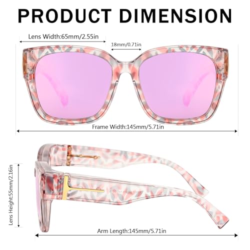 SIPHEW Mirrored Sunglasses Polarized Fit Over Glasses for Women - Trendy Large Square w UV400 Protection Sun Glasses - Image 5