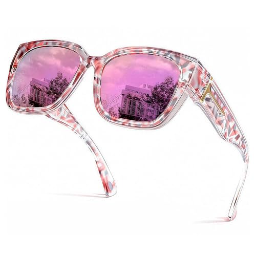 SIPHEW Mirrored Sunglasses Polarized Fit Over Glasses for Women - Trendy Large Square w UV400 Protection Sun Glasses - Image 1