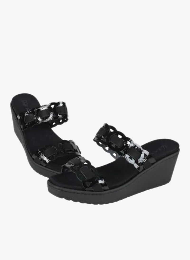 Zayna Black 221-381 Zayna Ladies Wedge Sandals Milan 21510T Black for Women | Best Price UAE