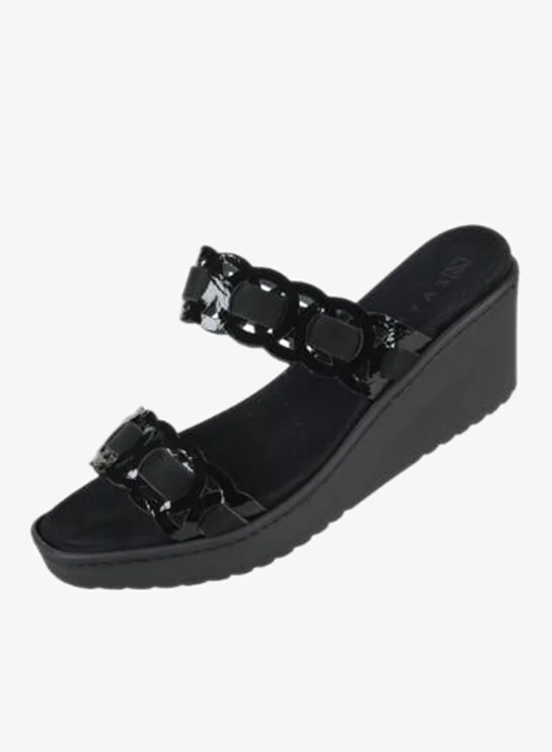 Zayna Black 221-381 Zayna Ladies Wedge Sandals Milan 21510T Black for Women | Best Price UAE