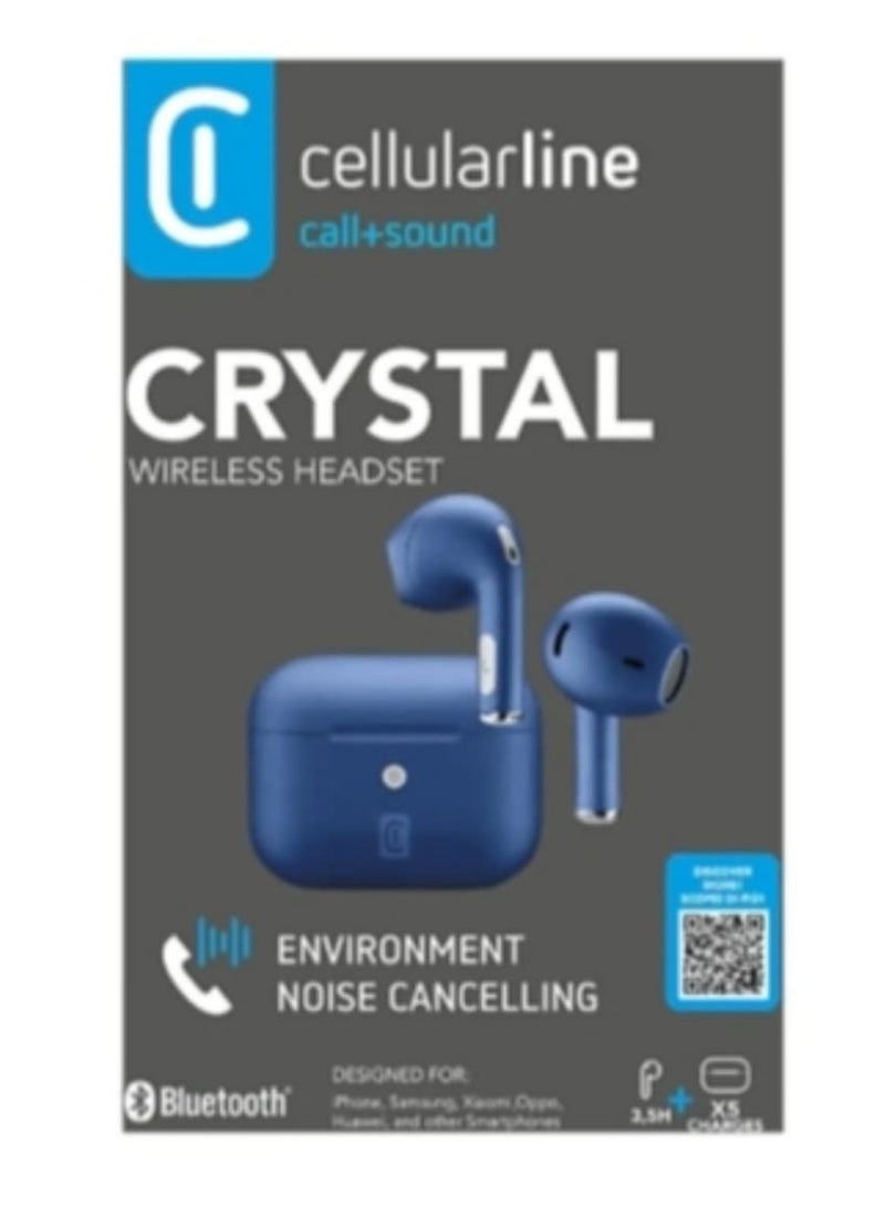 سيلولار لاين CRYSTAL هي سماعة بلوتوث مزودة بتقنية ENC، وهي تقنية إلغاء الضوضاء المحيطة. تعمل هذه التقنية المبتكرة على تقليل الضوضاء المحيطة وتجعل صوتك أكثر وضوحًا أثناء المكالمات الهاتفية، حتى يتمكن شريكك في المحادثة من الاستماع بشكل مثالي (أزرق) - Image 3