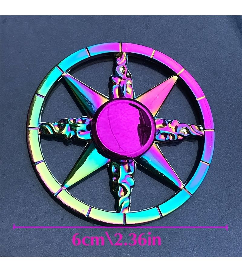 Rhinestone Rainbow Fingertip Spinner High Speed Metal Fidget Toy - Image 2