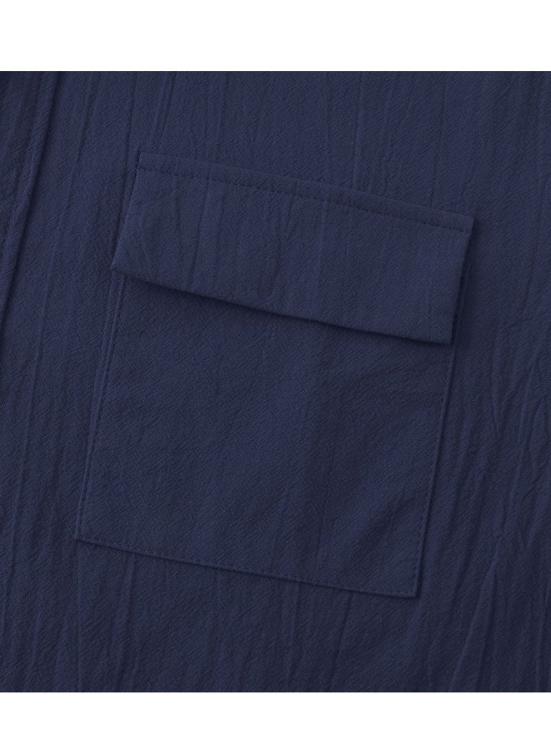Summer new men's short-sleeved shirts men's casual shirts solid color half-sleeved tops  - Image 5