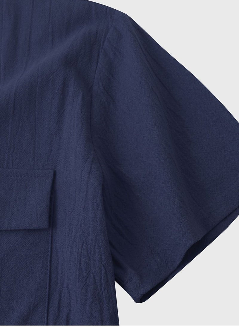 Summer new men's short-sleeved shirts men's casual shirts solid color half-sleeved tops  - Image 3