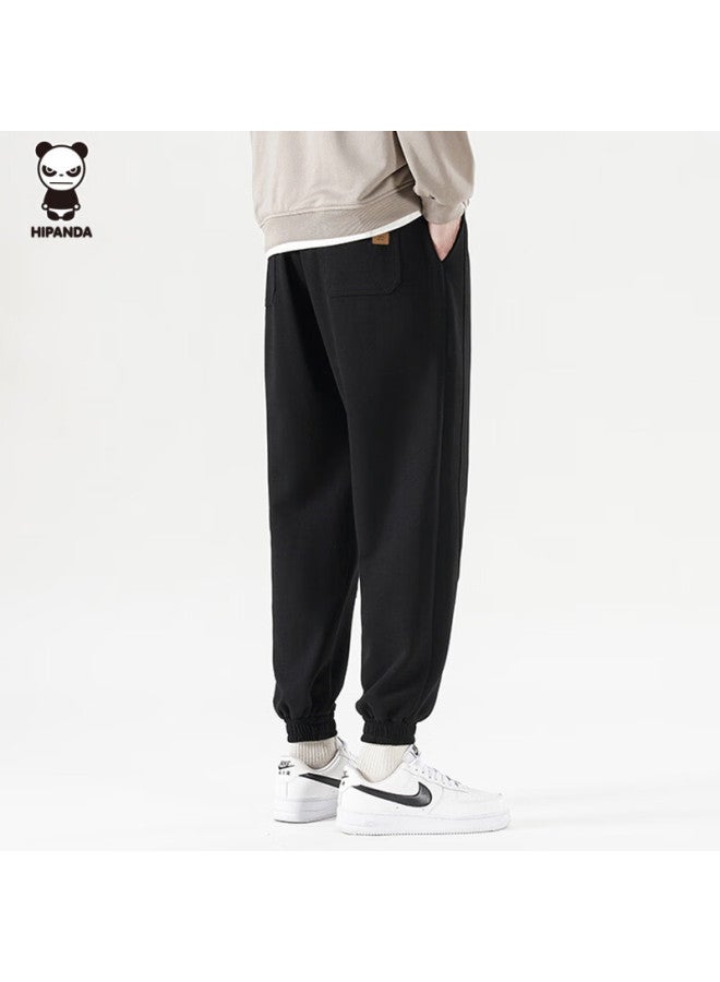 Hipanda o Panda Men's Casual Pants Summer Jogger Design Straight Loose Trendy Sweatpants Black L - Image 4