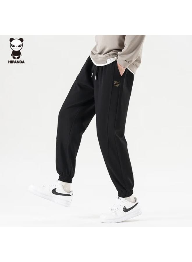Hipanda o Panda Men's Casual Pants Summer Jogger Design Straight Loose Trendy Sweatpants Black L - Image 2