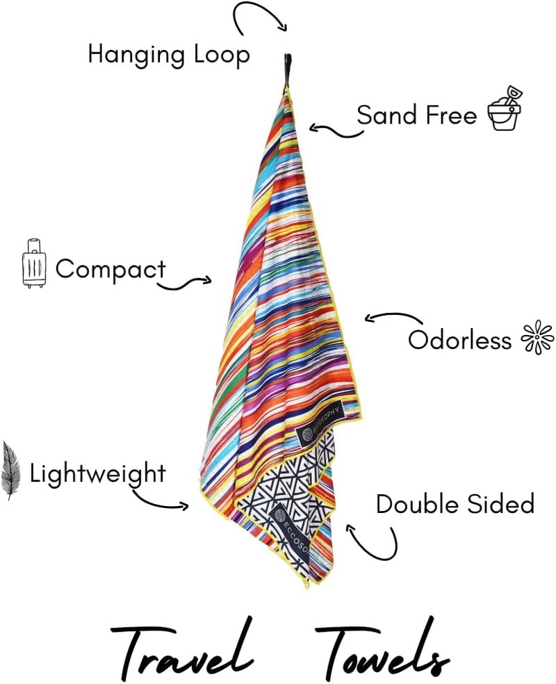 ECCOSOPHY Microfiber Beach Towel - Sand Free Towels are Quick Dry, Light Weight, Super Absorbent - Perfect Pool, Travel, Cruise, Camping Essentials - Oversized Extra Large for Adults 71x35 in - Image 4