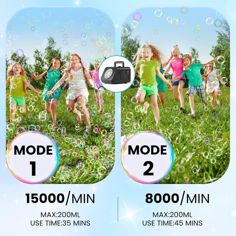 Tecnock Bubble Machine, Automatic Bubble Blower 15000+ Bubbles Per Minute, Bubble Machine for Kids Toddler, Portable Bubble Maker with 2 Speeds, Outdoor Bubble Toys for Parties, Birthday, Wedding - Image 2