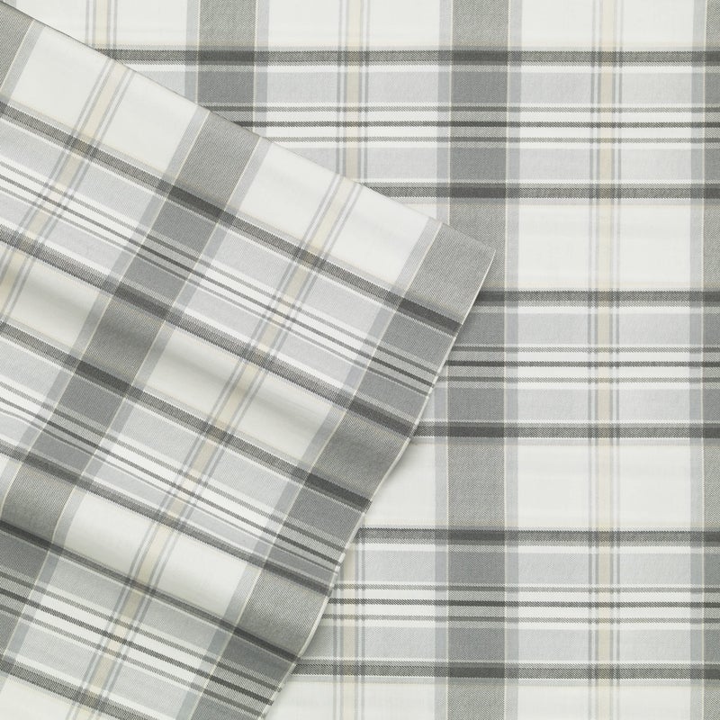 Eddie Bauer Sheets Cotton Percale Bedding Set  Crisp & Cool  Stylish Home Decor  Queen  Chinook Grey/Ivory/Dark Grey - Image 2