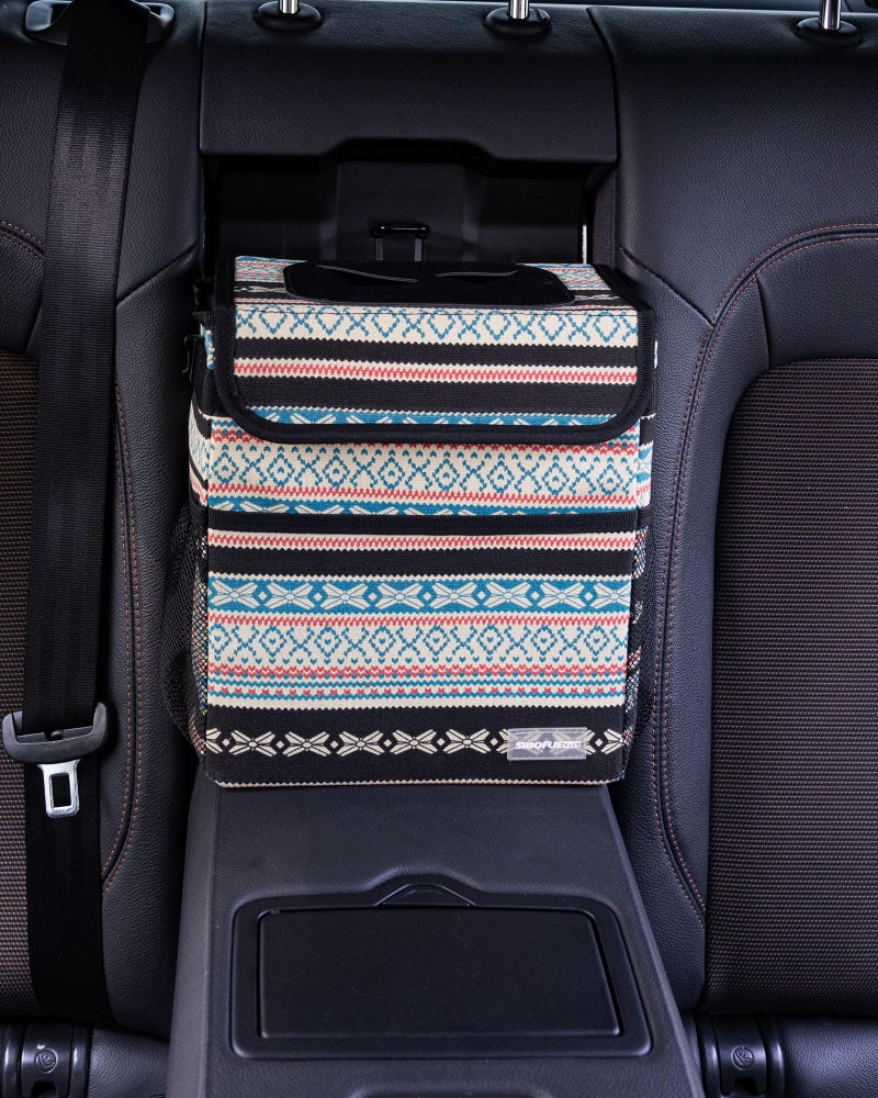SIBOFUEGO Car Garbage Can Cute - Leak-Proof Car Trash Can with Lid and Storage Pockets, Car Trash Bin for Men and Women, Boho Aztec Essentials: Must-Have Car Interior Accessories (Beige Aztec Motif) - Image 5