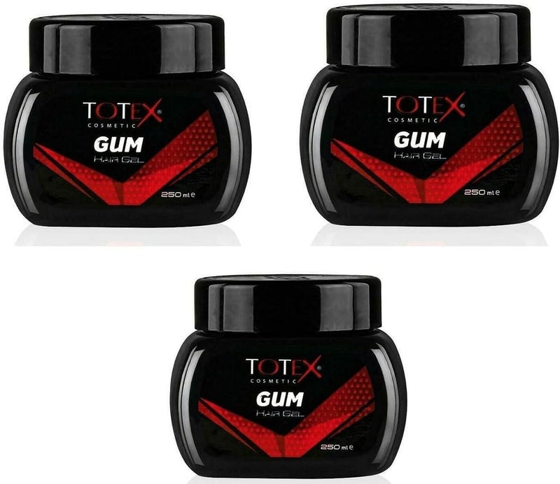 Totex Hair Styling Gum Gel Ultra Strong 250ml Pack of 3 Professional Gummy Hair Gel for Men Women Edge Control Braiding Gel Extreme Hold Long Lasting Shine NonFlaky Styling Formula