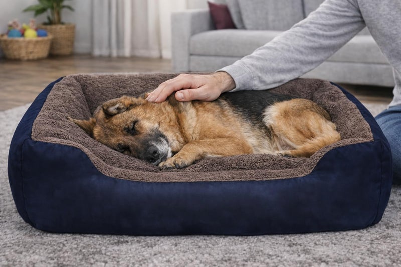 SITSNOOZE Dog Beds Dogs & Cats, Rectangle Washable Pet Bed Comfortable and Breathable Pet Sofa Warming Orthopedic and Non-Skid Bottom (Reversible) (Brown Furr, L) - Image 2