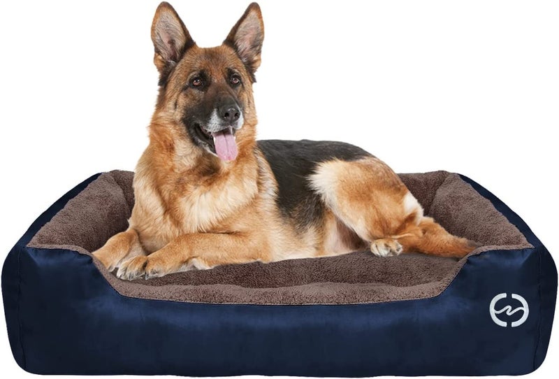 SITSNOOZE Dog Beds Dogs & Cats, Rectangle Washable Pet Bed Comfortable and Breathable Pet Sofa Warming Orthopedic and Non-Skid Bottom (Reversible) (Brown Furr, L) - Image 1