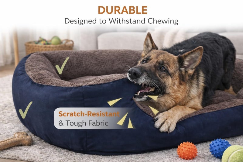 SITSNOOZE Dog Beds Dogs & Cats, Rectangle Washable Pet Bed Comfortable and Breathable Pet Sofa Warming Orthopedic and Non-Skid Bottom (Reversible) (Brown Furr, L) - Image 5