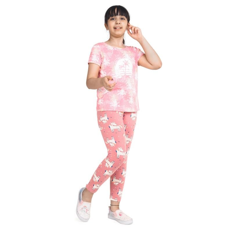 ARIEL Girls Cotton Printed Regular Fit Non-Transparent Ankle Length Leggings(AR-G-Leg-P3-1314-(blFlo+BGE+bluPri)_010_Multicolor_13 Years - 14 Years) - Image 5