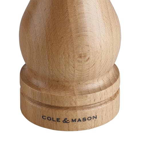 Cole & Mason Premium Wooden Capstan Salt Mill Grinder - 16.5cm, Brown Beech Wood Salt Crusher with Adjustable Ceramic Grinding Mechanism, Manual Salt Grinder for Kitchen, Dining - Image 2