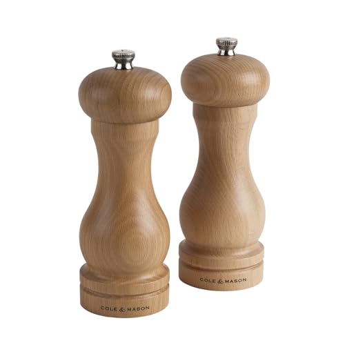 Cole & Mason Premium Wooden Capstan Salt Mill Grinder - 16.5cm, Brown Beech Wood Salt Crusher with Adjustable Ceramic Grinding Mechanism, Manual Salt Grinder for Kitchen, Dining - Image 4