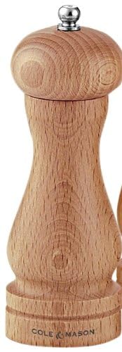 Cole & Mason Premium Wooden Capstan Salt Mill Grinder - 16.5cm, Brown Beech Wood Salt Crusher with Adjustable Ceramic Grinding Mechanism, Manual Salt Grinder for Kitchen, Dining - Image 1