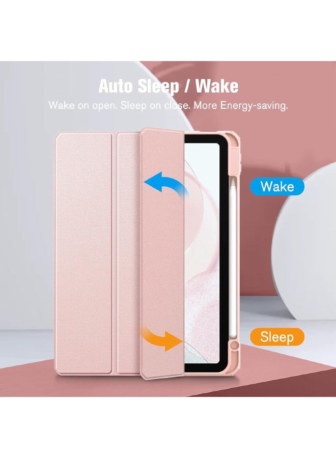 Compatible with iPad Air 7 (2025)/Air 6 (2024) 11inch, iPad Air 5 (2022)/Air 4 (2020) 10.9inch Case, Hybrid Slim Case with Trifold Stand Pencil Holder, Auto Wake Sleep, Smart Magnetic Cover Clear Acrylic Back Shockproof Case, Pink - Image 3