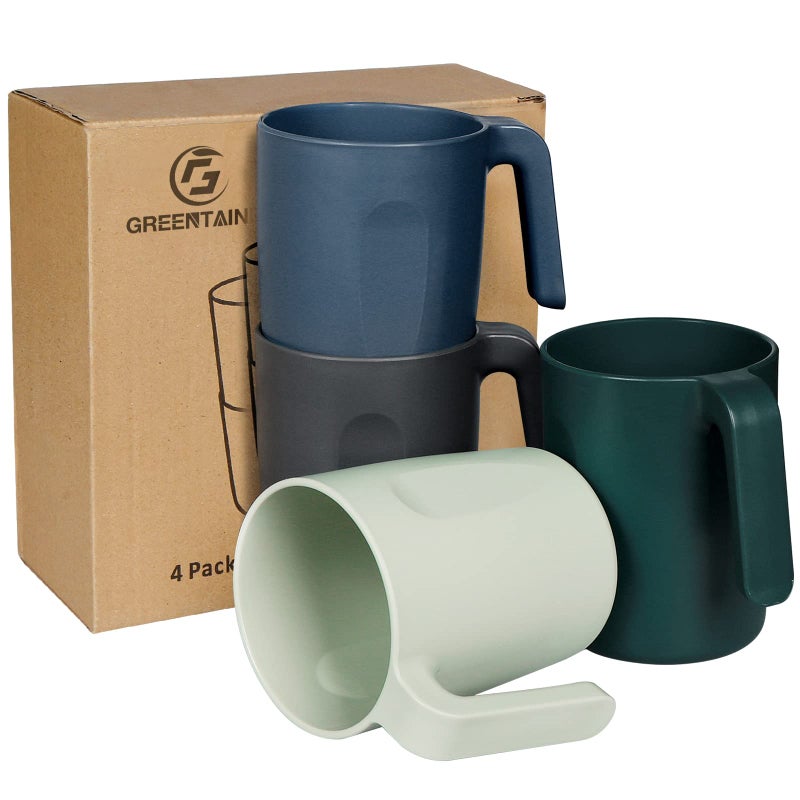 Greentainer Coffee Mug with Handle Set of 4 450 ml Drinking Cups for Kitchen Outdoor Travel RV College Dorm Room Essential Water Milk Tea Tumblers Dishwasher and Microwave Safe15 OZ 4 Pcs