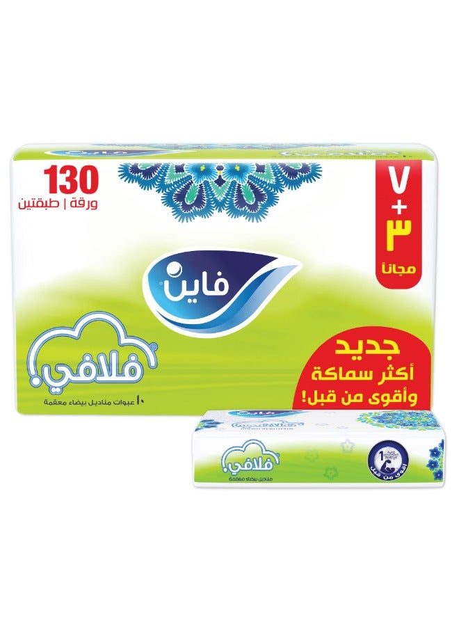 فاين منديل وجه رقيق ناعم وصحي، طبقتين، ١٣٠ منديل عبوة من 10 قطع - Image 1