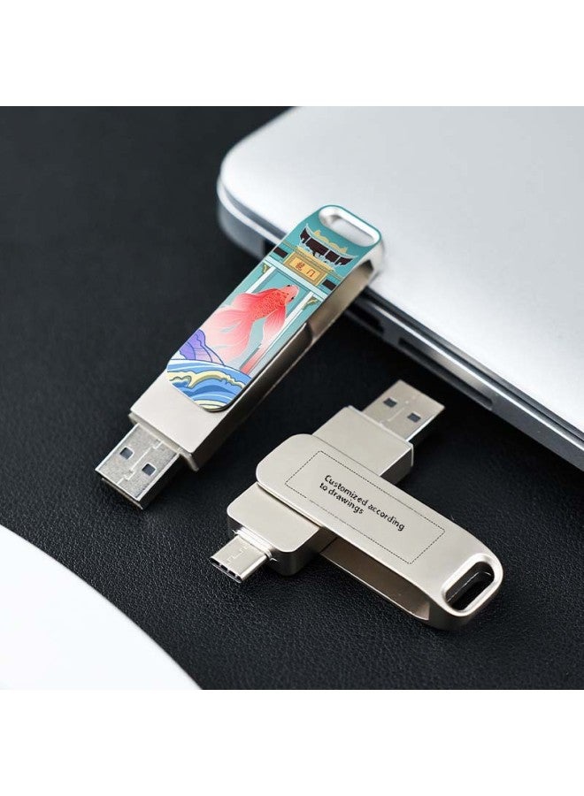 U Disk Lettering Creative National Style Creative Gift Metal 64g High-speed Type-c Mobile Phone Computer Dual-purpose USB Disk-Color:Type-c Usb Flash Drive For Mobile Phones And Computers [snake Years Ruyi] + Chinese Knot Opp Bag-Capacity:USB3.0 64GB  - Image 5
